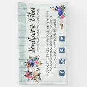 Landelijke Bloemkoe Schedel Waterverf Hout Boho Ch Spandoek (Verticaal)