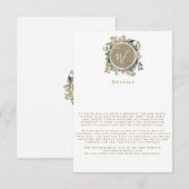 Landelijke bloemkrans met monogram Details RSVP Kaartje (Voorkant / Achterkant)