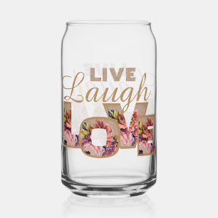 Landelijke bloemletters Leef Lach Lief Blikvorm Glas