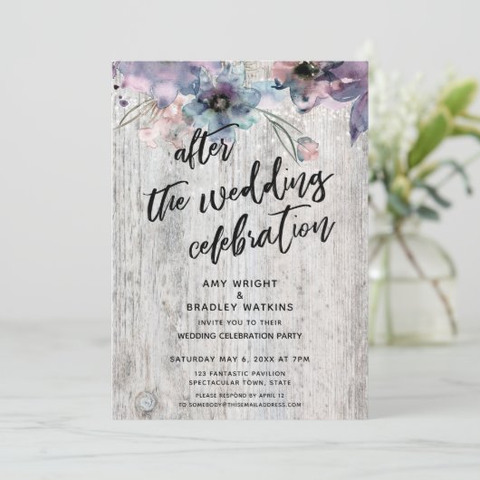 Landelijke bloemlichten na het huwelijksfeest kaart (Staand voorkant)