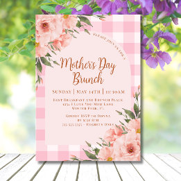Landelijke bloemmotief roze koper Moederdag brunch Kaart