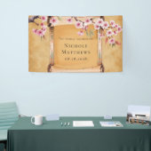 Landelijke bloemrank met kersenbloesem bruidsdouch spandoek (Beurs)