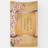 Landelijke bloemrank met kersenbloesem bruidsdouch spandoek (Verticaal)