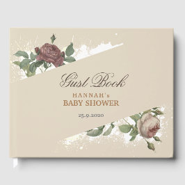 Landelijke bloemrijke burgundy Marsala moderne bab Gastenboek