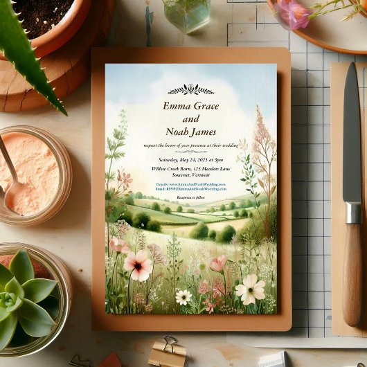 Landelijke bloemrijke plattelandshuwelijk kaart