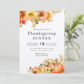 landelijke bloemrijke thanksgiving-diner kaart (Staand voorkant)