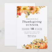 landelijke bloemrijke thanksgiving-diner kaart (Voorkant / Achterkant)