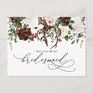 Landelijke bloemschikking Wees mijn bruidsmeisje Briefkaart