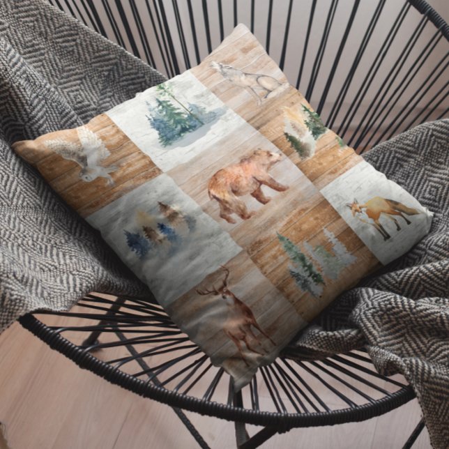 Landelijke blokhut decor bosdier woud kussen (Creator heeft geüpload)