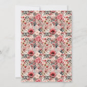 Landelijke blozende roze bloem roos goud zoete zes kaart (Achterkant)