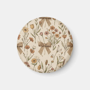 Landelijke boeket van wilde bloemen met juten stri magneet