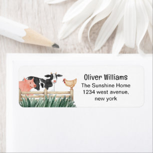 Landelijke Boer Dieren Baby Shower Retouradres Etiket