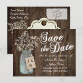 Landelijke boerderij bruiloft houten metselaars po aankondigingskaart (Voorkant / Achterkant)