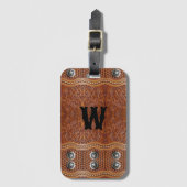 Landelijke Boerderij Cowboy Westerse Land Monogram Bagagelabel (Voorkant (verticaal))