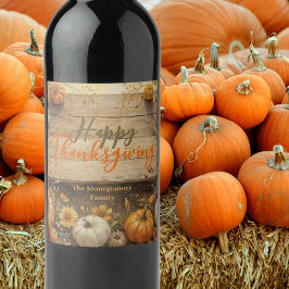 Landelijke boerderij herfst pompoen Thanksgiving Wijn Etiket