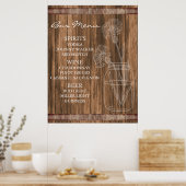 Landelijke boerderij houten bar menu poster (Keuken)
