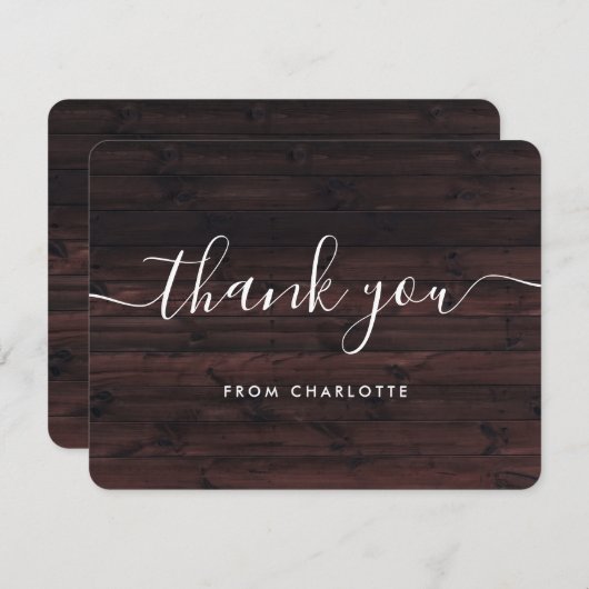 Landelijke boerderij houten bruiloft shower verjaa bedankkaart (Voorkant / Achterkant)