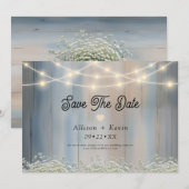 Landelijke boerderij houten horizontale save the d save the date (Voorkant / Achterkant)