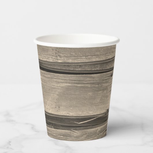 Landelijke boerderij houten witte bloemen landelij papieren bekers (Achterkant)