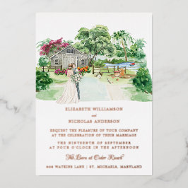 Landelijke Boerderij Huwelijk | Elegante Schuur Br Folie Uitnodiging