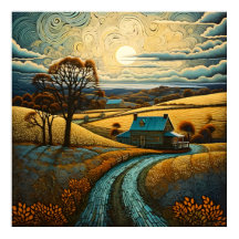 Landelijke boerderij met zonsondergang landbouw in