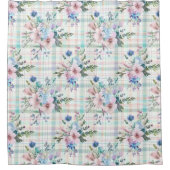 Landelijke boerderij Pastel Floral Plaid Douchegordijn (Voorkant)