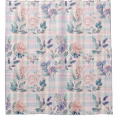 Landelijke boerderij Pastel Floral Plaid Douchegordijn (Voorkant)