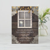 Landelijke boerderij raam lichten kant uitnodiging (Staand voorkant)