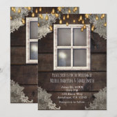 Landelijke boerderij raam lichten kant uitnodiging (Voorkant / Achterkant)