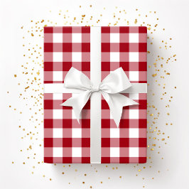 Landelijke boerderij rode ruitenpatroon cadeaupapier