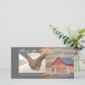 Landelijke boerderij rode schuur trouwen bedankkaart (Staand voorkant)