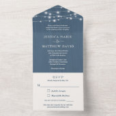 Landelijke boerderij slingerlichtjes bruiloft alle all in one uitnodiging (Binnen)