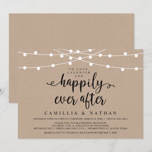 Landelijke boerderij snoerlichtjes, Kraft-huwelijk Kaart (Voorkant / Achterkant)