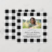 landelijke boerderij zwart wit buffel geruit feest kaart (Voorkant / Achterkant)