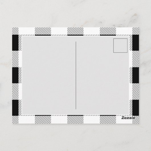 landelijke boerderij zwart-wit buffelruitpatroon f briefkaart (Achterkant)