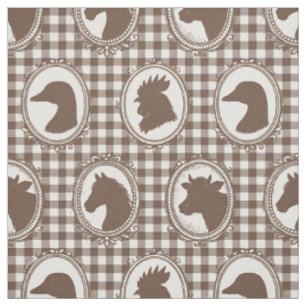 Landelijke boerderijdier Silhouette Barnyard Mocha Stof