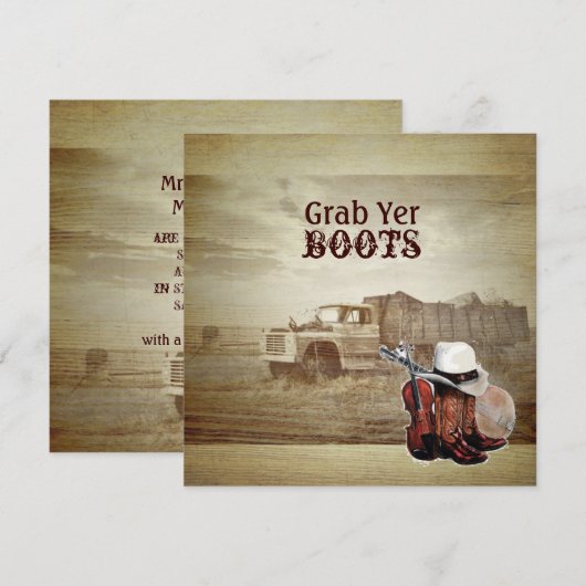 Landelijke boerderijtruck westerse country bruilof kaart (Voorkant / Achterkant)