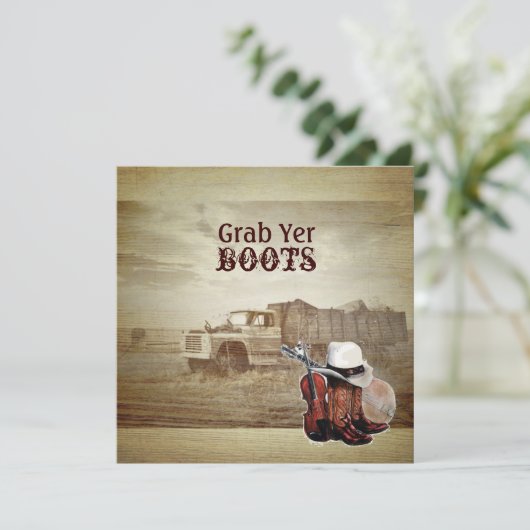 Landelijke boerderijtruck westerse country bruilof kaart (Staand voorkant)