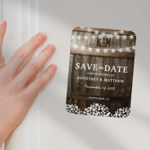 Landelijke boerenbruiloft Koelkast Save the Date