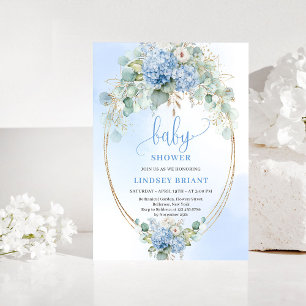 Landelijke Boheemse Blauwe Hortensia Baby Shower U Kaart