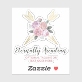 Landelijke Boheemse Bloemige Pijlen Roze Boho Logo Sticker