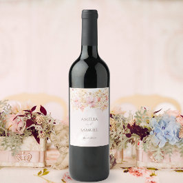 Landelijke Boho Bloemen Bruiloft Wijn Etiket