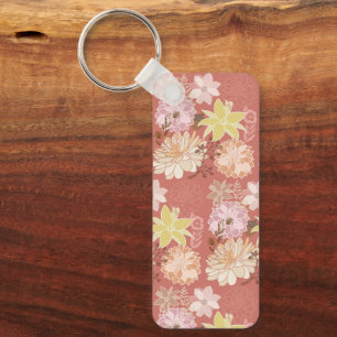 Landelijke Boho Bloempatroon Sleutelhanger