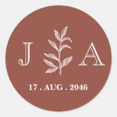 Landelijke boho chic bloemige trouwstickers ronde sticker (Voorkant)