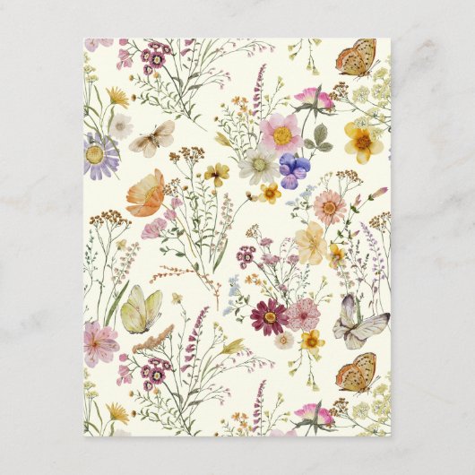 Landelijke Boho Wilde Bloemen Bruiloft Details Informatiekaartje (Achterkant)