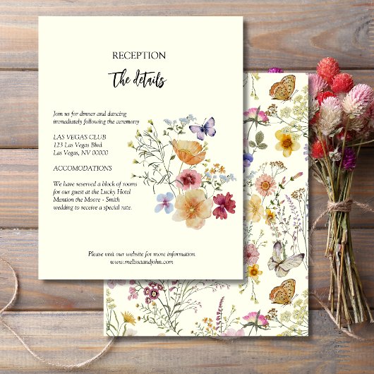 Landelijke Boho Wilde Bloemen Trouwdetails Informatiekaartje