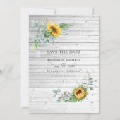 Landelijke Boho Zonnebloem Eucalyptus Trouwfoto Save The Date (Voorkant)