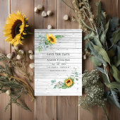 Landelijke Boho Zonnebloem Eucalyptus Trouwfoto Save The Date