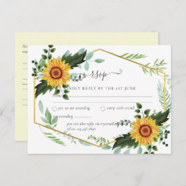 Landelijke BOHO Zonnebloemen Groene Huwelijks RSVP Briefkaart