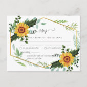 Landelijke BOHO Zonnebloemen Groene Huwelijks RSVP Briefkaart (Voorkant)